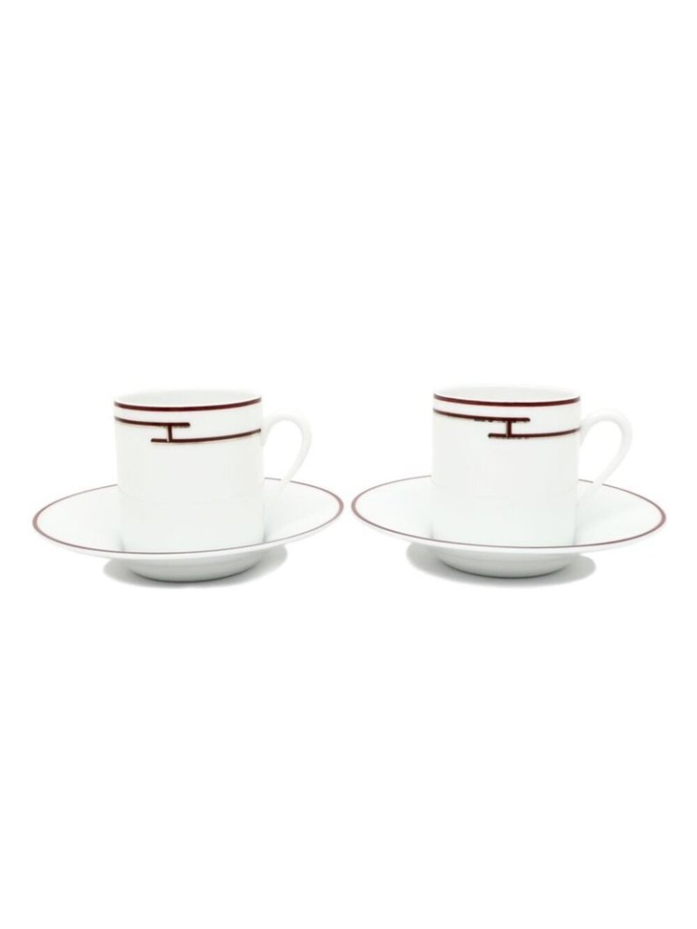 Hermes Rhythm Cup Saucer Set Of 2 White Dark Red Silver Pottery Accessories